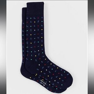 Paul Smith Ernest Letters Crew Socks Navy OS NWT IN PACKAGE